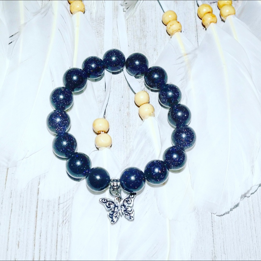 Butterfly Blue Goldstone Bracelet